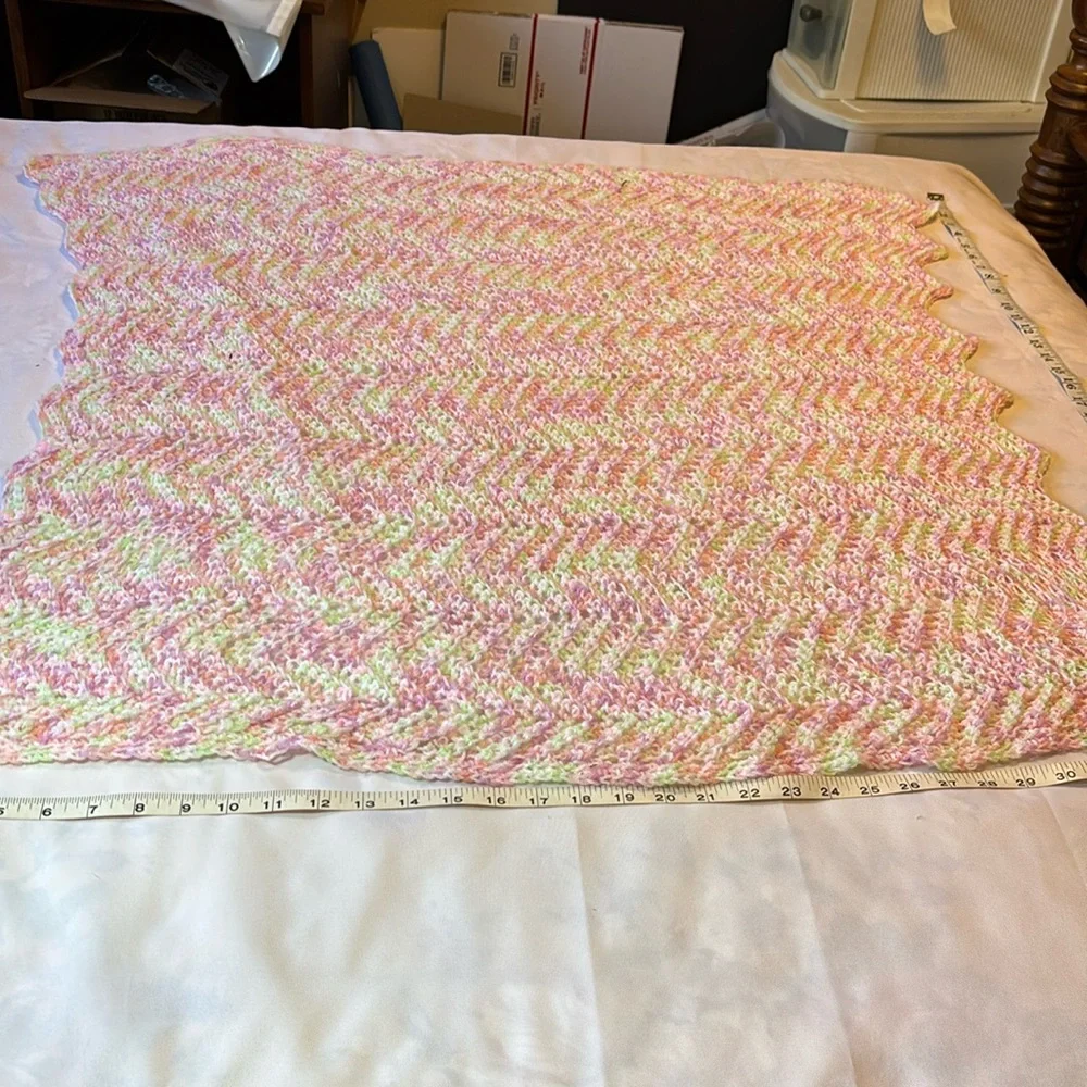 Handmade Crocheted Baby Blanket Afghan  Size  Approximately 35” x 37”
